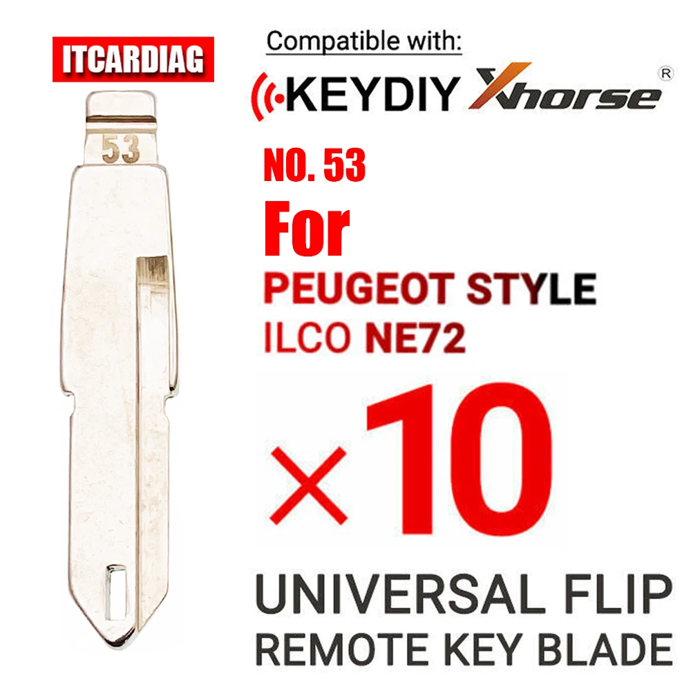 

10Pcs/Lot ILCO NE72 53# Metal Uncut Blank Flip Remote Key Blade For Peugeot 206 207 Citroen Renault keydiy KD xhorse VVDI JMD