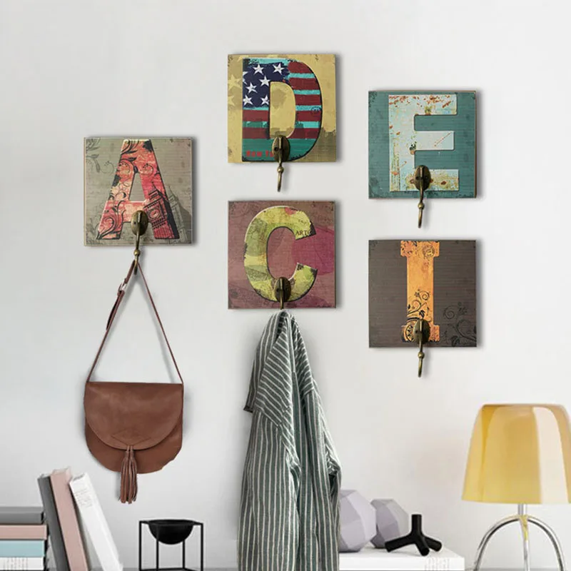 American Retro English Alphabet Hooks Wooden Hanging Key Hanger Bedroom Letter Wall Art Decoration Home Accessories Organizer
American Retro English Alphabet Hooks Wooden Hanging Key Hanger Bedroom Letter Wall Art Decoration Home Accessories Organizer