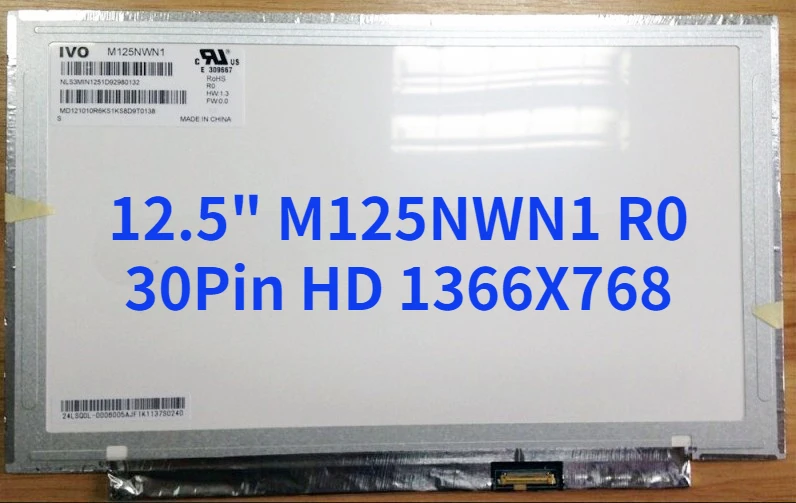 Матрица для ноутбука 12,5 дюйма M125NWN1 R0, ЖК-дисплей матовый 30Pin HD 1366X76 8, сменная Светодиодная панель экрана
Матрица для ноутбука 12,5 дюйма M125NWN1 R0, ЖК-дисплей матовый 30Pin HD 1366X76 8, сменная Светодиодная панель экрана