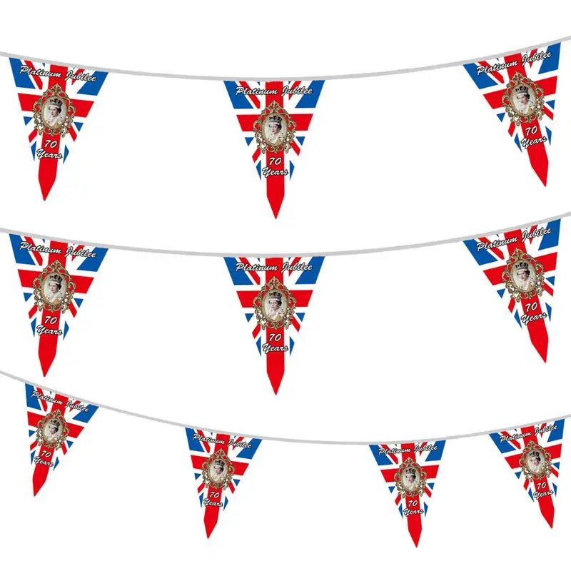 Queen Platinums Jubilee Flag Union Jack 2022 Platinums Anniversary Vintage British Union Jack Patriotic Themed Bunting Banner 10
Queen Platinums Jubilee Flag Union Jack 2022 Platinums Anniversary Vintage British Union Jack Patriotic Themed Bunting Banner 10