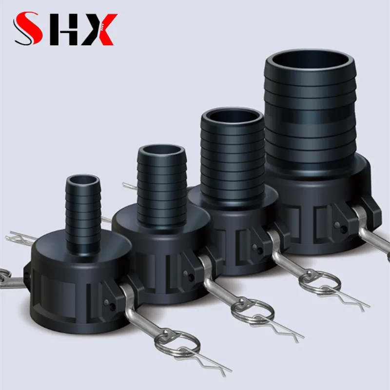 

S60*6 IBC Tank Adapter PP Material Camlock Fitting, Type C, 64mm Female Camlock Coupler x 1" 1.5'' 2" Hose Shank