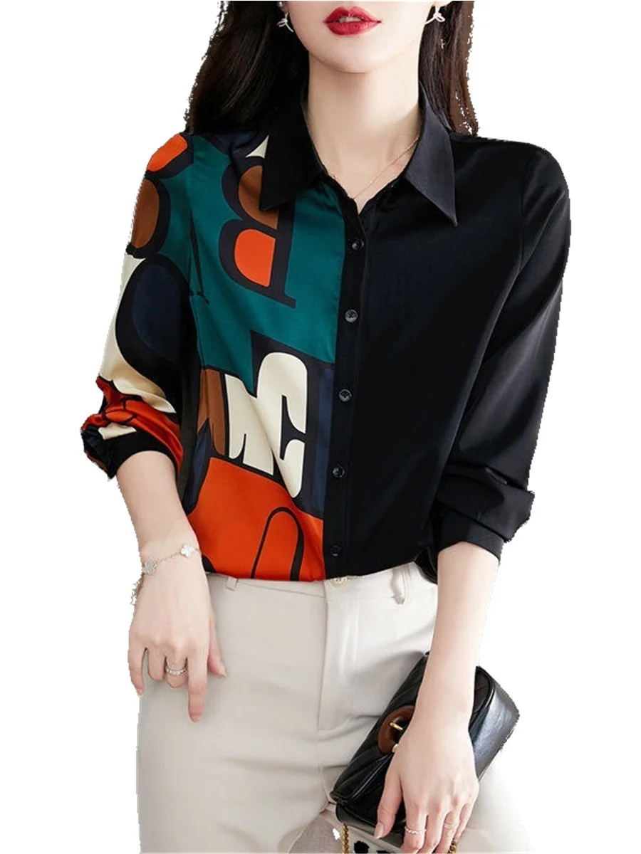 Women Spring Summer Blouses Shirts Lady Fashion Casual Long Sleeve Turn-down Collar Splicing Printing Blusas Tops G2074 
Women Spring Summer Blouses Shirts Lady Fashion Casual Long Sleeve Turn-down Collar Splicing Printing Blusas Tops G2074