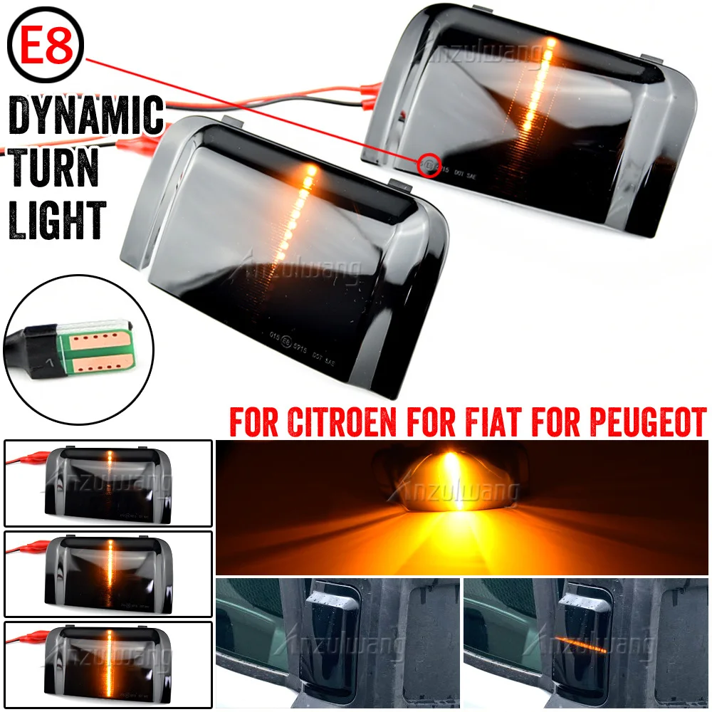 

LED Dynamic Side Mirror Blinker Signal Double the Light Lines Lamps For Fiat Ducato Pugeot Boxer Citroen Jumper Relay 2006-up