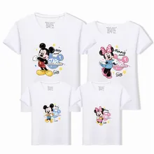 Summer Family T Shirts Minnie Mickey Mouse Mommy and Daughter Matching Clothes Dad Son Family Look Outfits Couple Tops