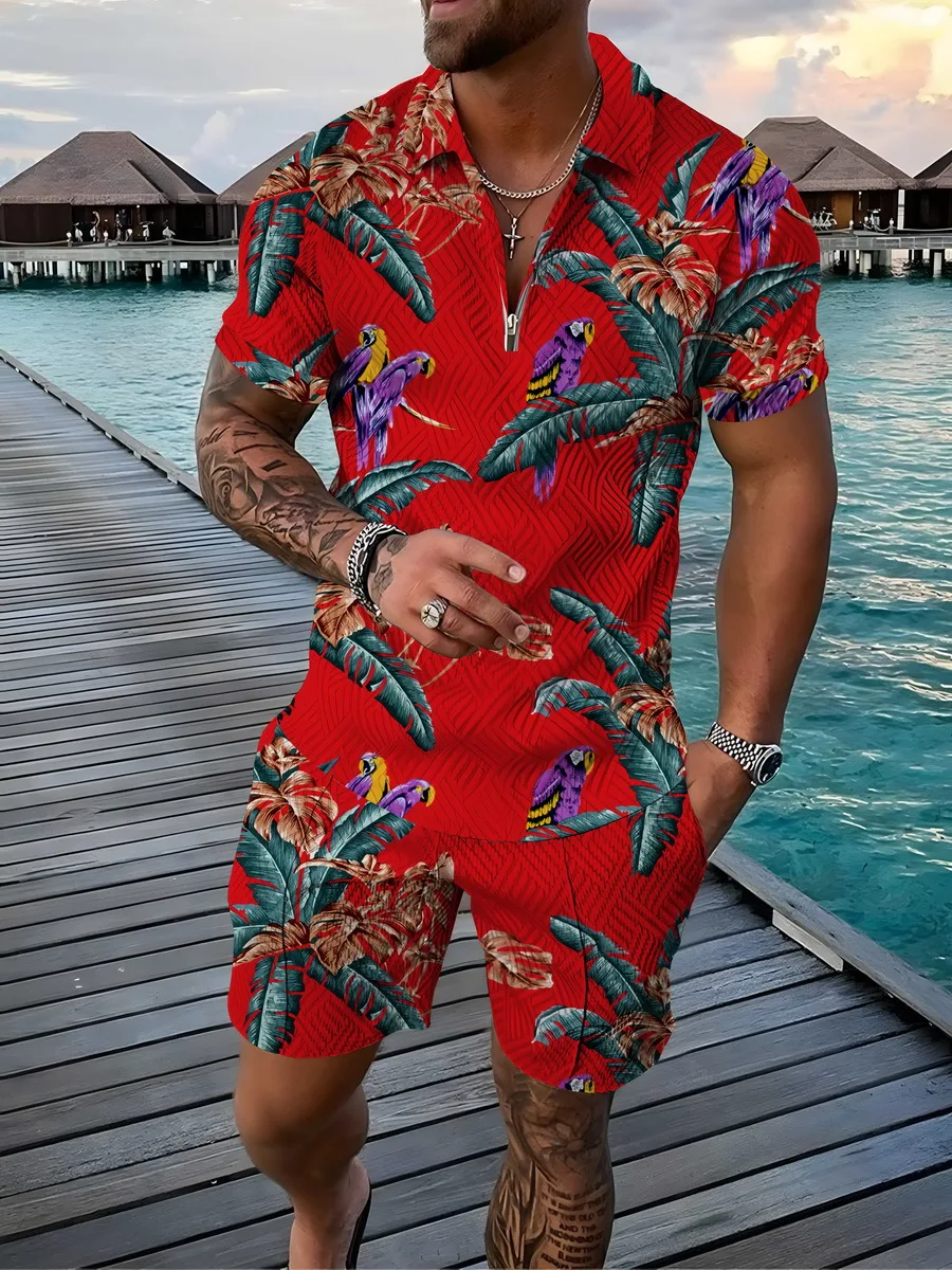 Hawaiian Polo Sets Men Summer Fashion 2 Piece Set Men's Tracksuits Casual Short Sleeves Print T-shirt+shorts Suits Streetwear 
Hawaiian Polo Sets Men Summer Fashion 2 Piece Set Men's Tracksuits Casual Short Sleeves Print T-shirt+shorts Suits Streetwear