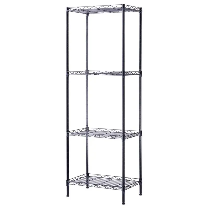 

4-Tier Storage Rack, Wire Shelving Bookshelf Storage Unit Metal for Kitchen Living Room Black, 17.7"D x .8"W x 49.6"H