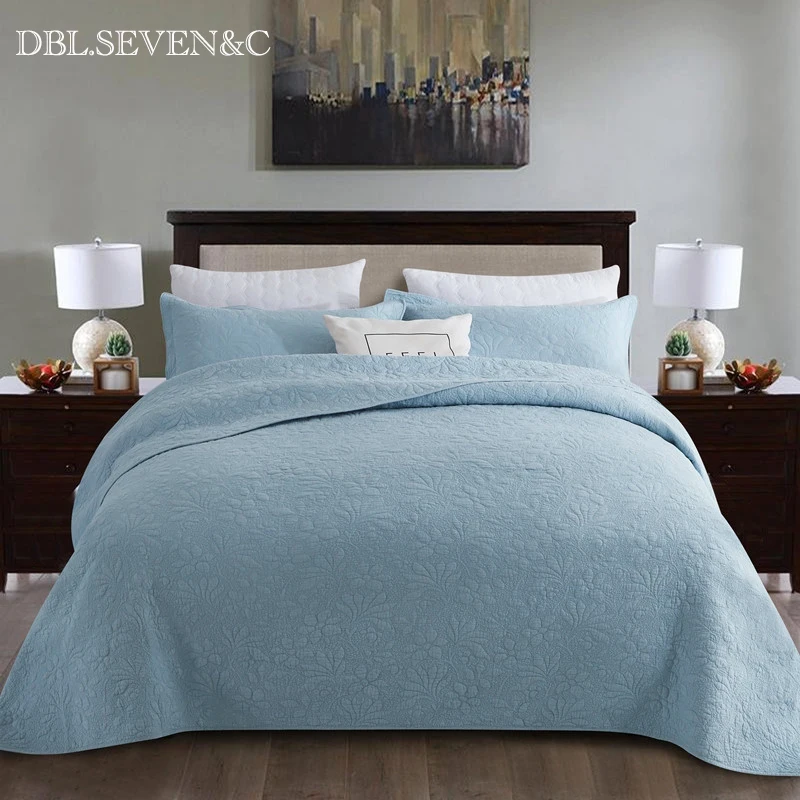 

DBL.SEVEN&C 3pcs euro bed cover cotton Bedspread on the bed Plaid bedding set home Linens sofa blanket double sheet Bedspreads