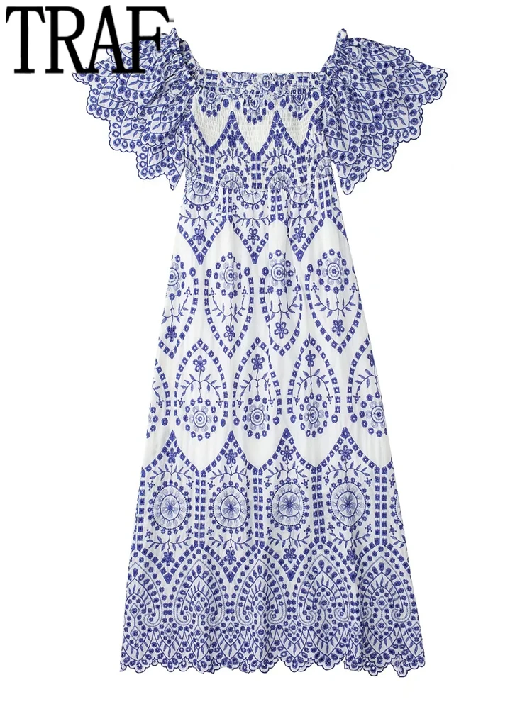 Платье-макси летнее Плиссированное с вышивкой и коротким рукавом
Платье-макси летнее Плиссированное с вышивкой и коротким рукавом