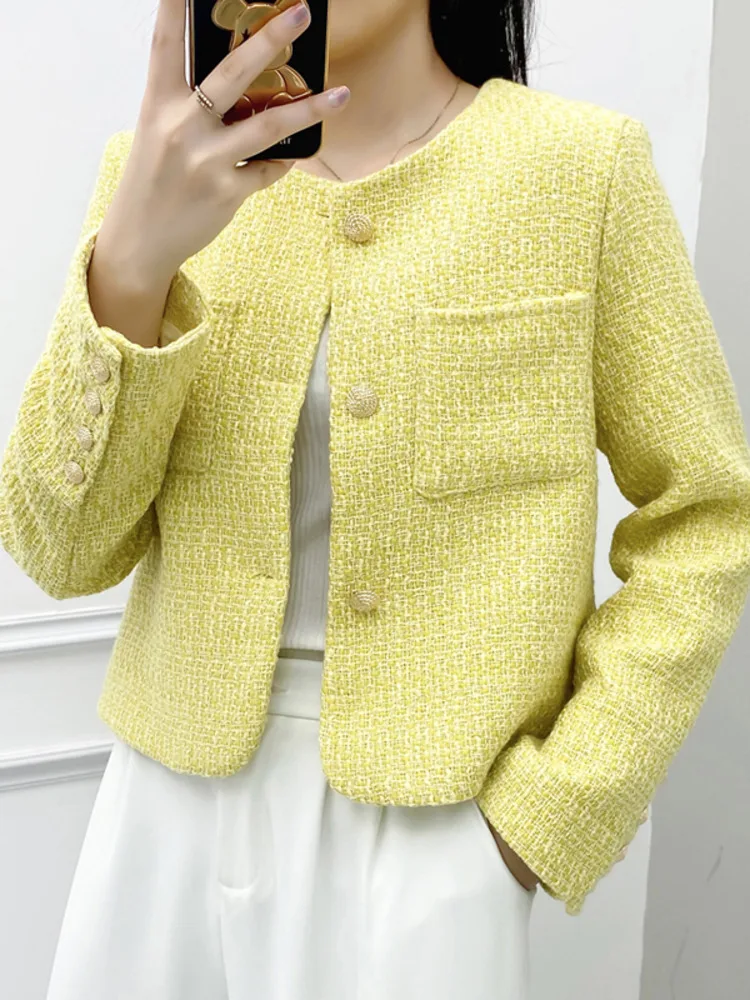 Женский твидовый пиджак, однобортный шерстяной пиджак в стиле ретро, верхняя одежда в Корейском стиле, весна 2023
Женский твидовый пиджак, однобортный шерстяной пиджак в стиле ретро, верхняя одежда в Корейском стиле, весна 2023