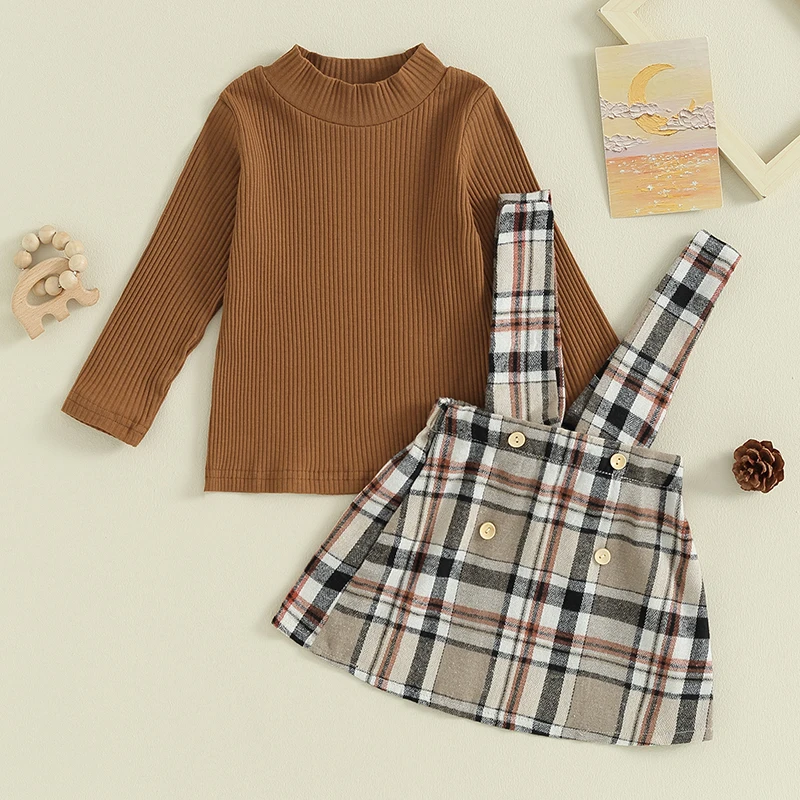 Toddler Baby Girl Fall Winter Outfit Long Sleeve Knit Mock Neck Shirt Top Plaid Suspender Skirt Set
Toddler Baby Girl Fall Winter Outfit Long Sleeve Knit Mock Neck Shirt Top Plaid Suspender Skirt Set