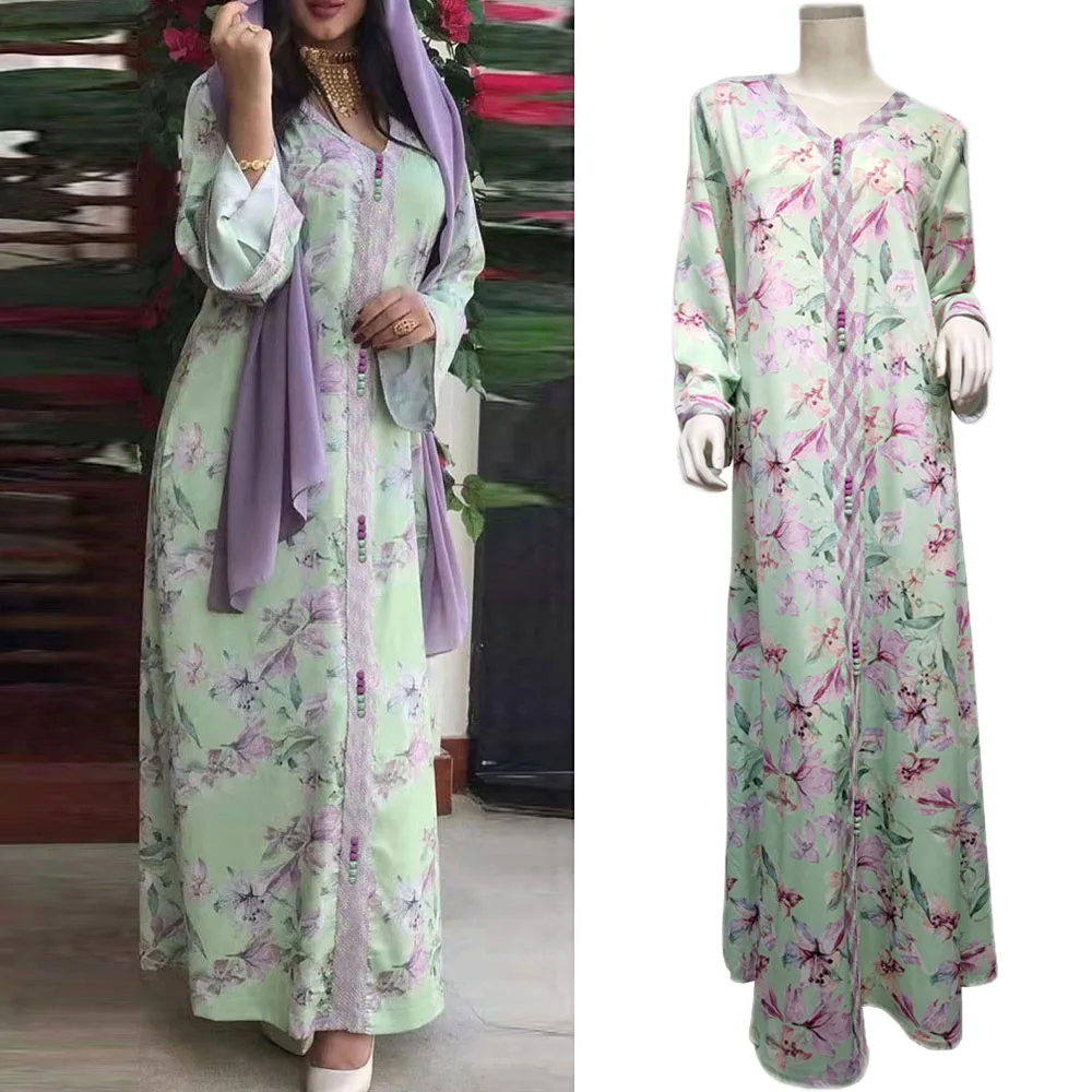 Dubai Ramadan Muslim Women Long Dress Islamic Abaya Jalabiya Floral Print Arabic Maxi Robe Caftan Middle East Moroccan Fashion
Dubai Ramadan Muslim Women Long Dress Islamic Abaya Jalabiya Floral Print Arabic Maxi Robe Caftan Middle East Moroccan Fashion
