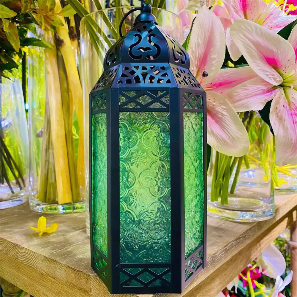 Colored Glass Wind Lamp Candlestick Home Decoration Iron Candlestick Small Horse Lamp Decoration Wedding Indoor Decoration Tool 
Colored Glass Wind Lamp Candlestick Home Decoration Iron Candlestick Small Horse Lamp Decoration Wedding Indoor Decoration Tool