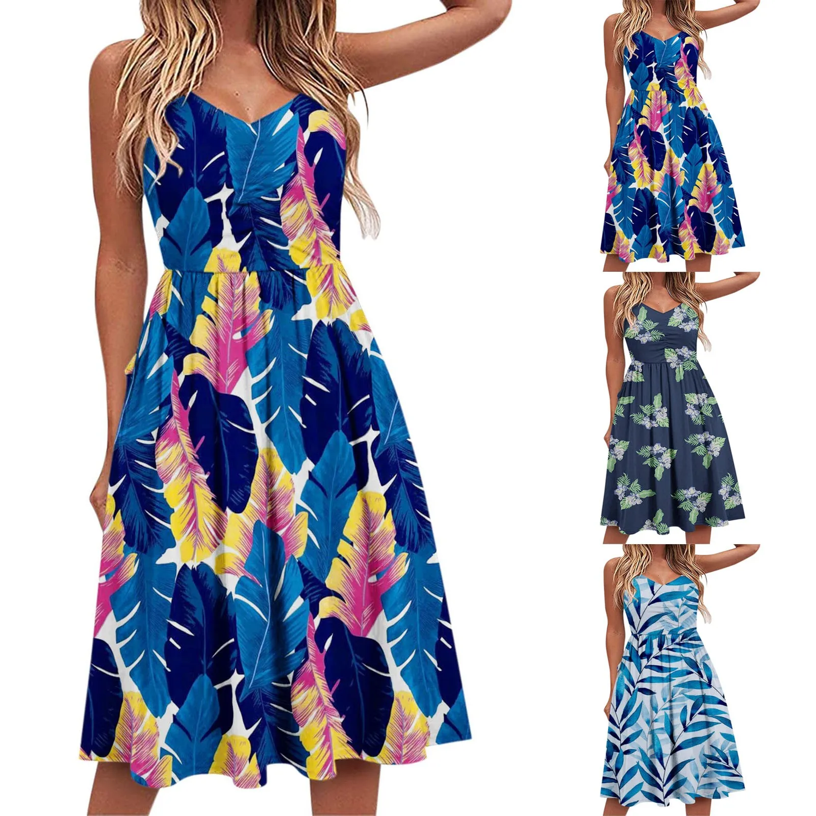 2022 Spring Women's Fashion Summer Seaside Sling Sleeveless V-Neck Printing Casual Dress Camisole Knee-Length vestidos de mujer
2022 Spring Women's Fashion Summer Seaside Sling Sleeveless V-Neck Printing Casual Dress Camisole Knee-Length vestidos de mujer