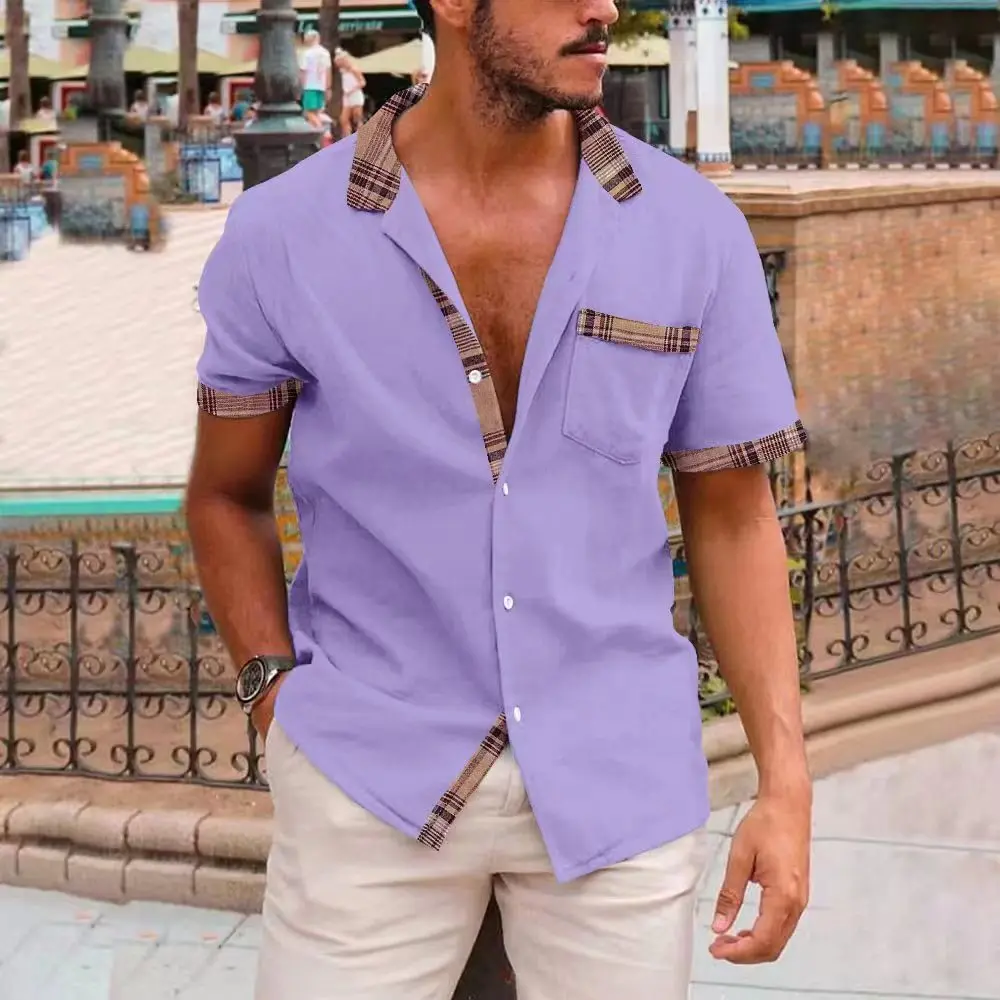 Patchwork Sandbeach Hawaiian Shirt Color Summer Fashion Solid Plaid Mens Blouse Casual Short Sleeve Loose Tops Men Clothing
Patchwork Sandbeach Hawaiian Shirt Color Summer Fashion Solid Plaid Mens Blouse Casual Short Sleeve Loose Tops Men Clothing