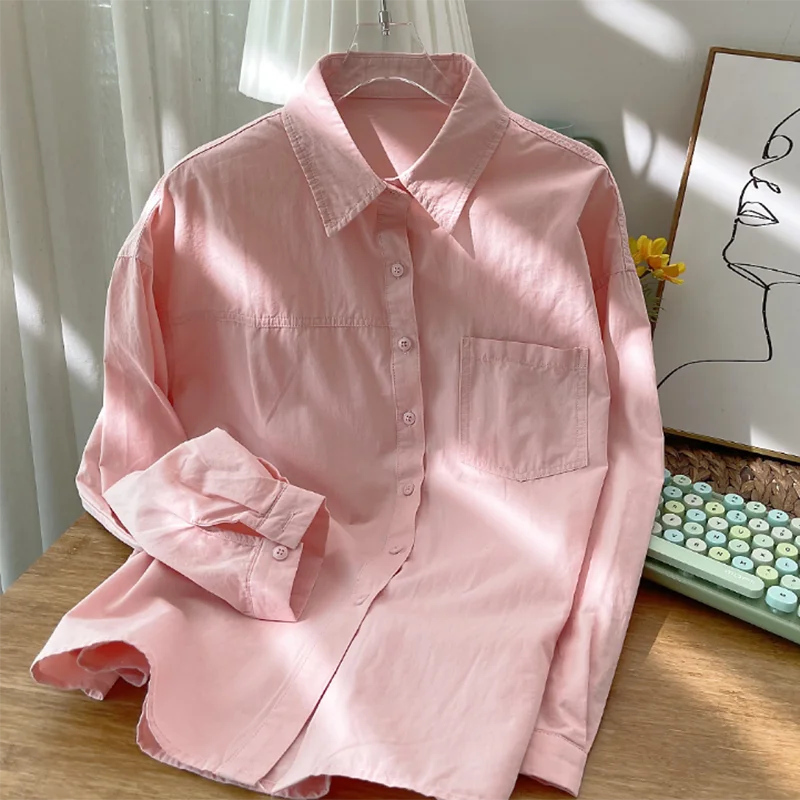 Fashion Cotton Women Blouse Long Sleeve Office Tops Casual White Solid Woman Shirt Autumn Pocket Button Up Shirts Blusas 23896
Fashion Cotton Women Blouse Long Sleeve Office Tops Casual White Solid Woman Shirt Autumn Pocket Button Up Shirts Blusas 23896