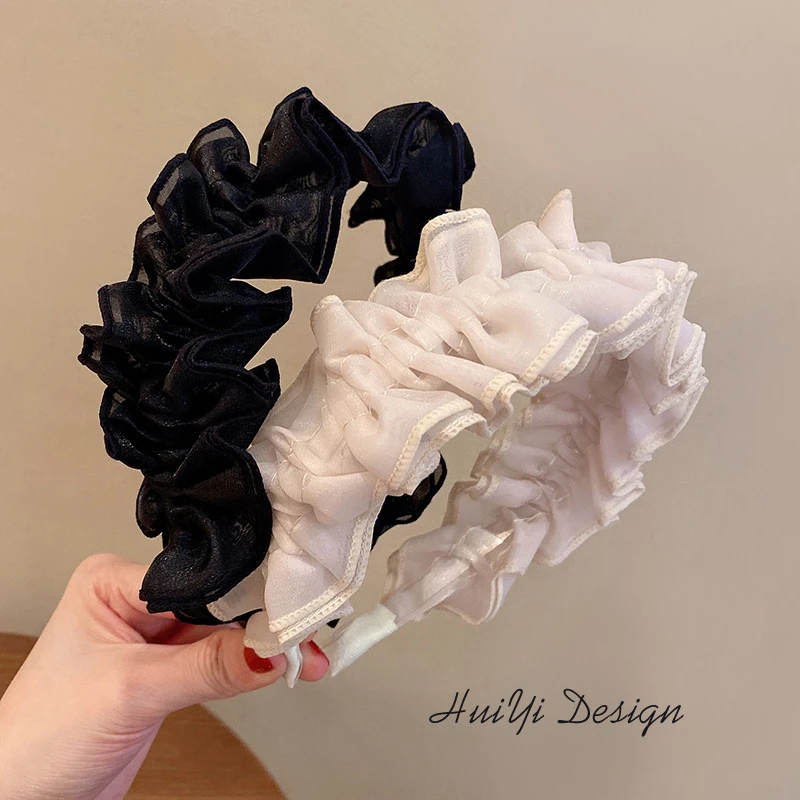 2022 New Solid Color Mesh Pleated Headband Women Girls Fashion Elegant Black Satin Lace Hairband Hair Hoop Hair Accessories
2022 New Solid Color Mesh Pleated Headband Women Girls Fashion Elegant Black Satin Lace Hairband Hair Hoop Hair Accessories
