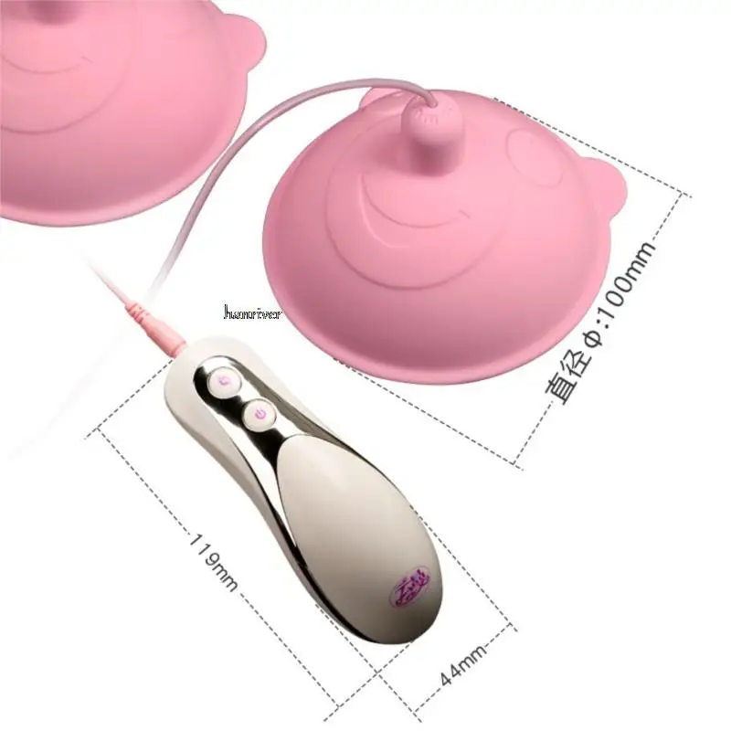 

New Electric Breast Massager 10 Mode Vibrating Rotate Nipple Sucker Clip With Brusher Adult Female Wireless Massager