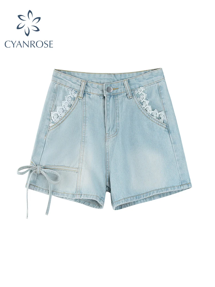 Casual High Waist Denim Shorts Women 2022 Summer Pocket Kawaii Lace Patchwork Bow Jeans Short Femme Wide Leg A-line Short Pants
Casual High Waist Denim Shorts Women 2022 Summer Pocket Kawaii Lace Patchwork Bow Jeans Short Femme Wide Leg A-line Short Pants
