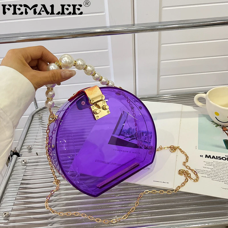 Женская Прозрачная Круглая сумка из ПВХ, сумка-мессенджер на плечо, женские сумочки с цепочкой, дизайнерские прозрачные сумки с жемчужинами...
Женская Прозрачная Круглая сумка из ПВХ, сумка-мессенджер на плечо, женские сумочки с цепочкой, дизайнерские прозрачные сумки с жемчужинами...