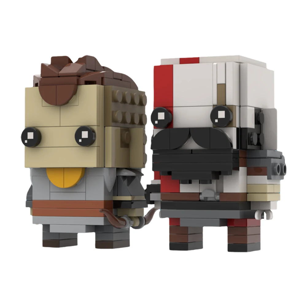 

MOC Space Wars Lukes Figrues Brickheadz God of War Cartoon Characters Kratos and Atreus Building Blocks Set Bricks Children Toy