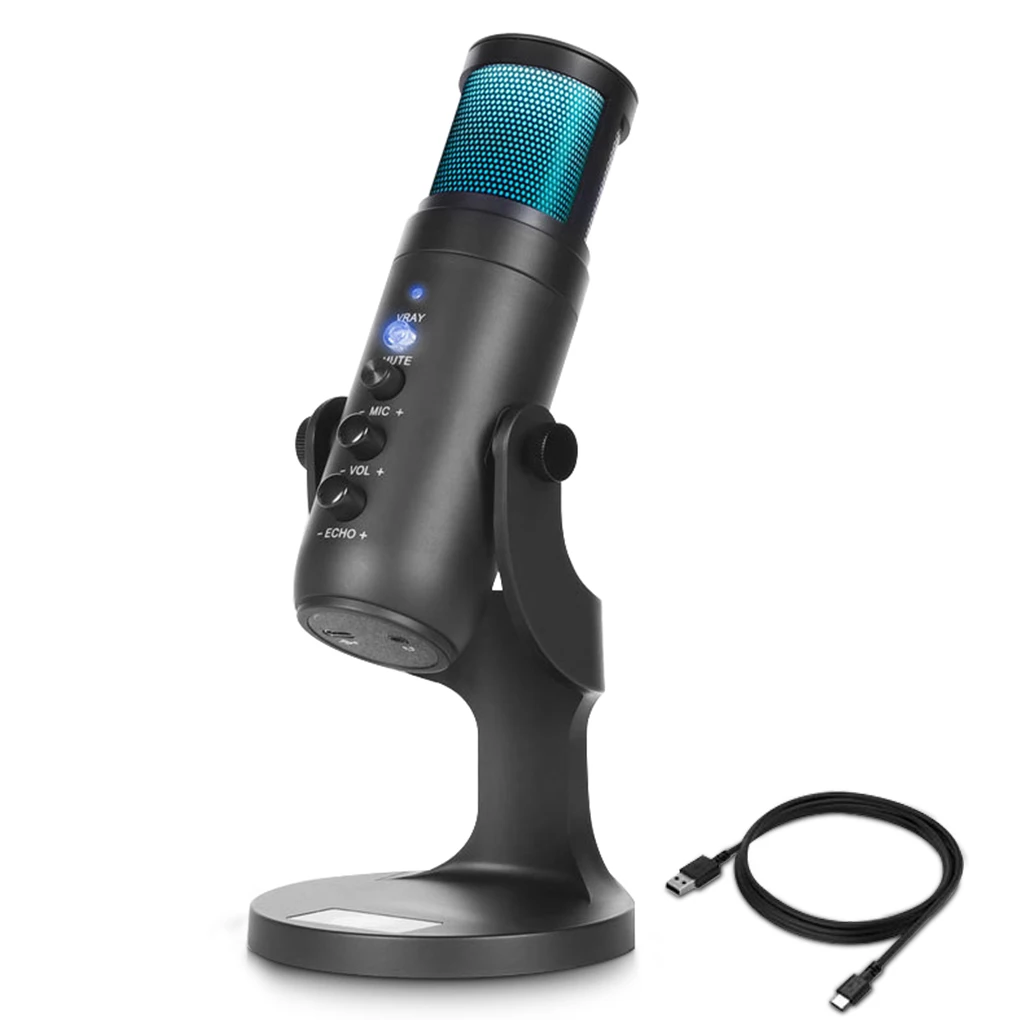 RGB Condenser Microphone For Android IOS Laptop Computers Professional USB Mic With Earphone Jack For Gaming Streaming Video
RGB Condenser Microphone For Android IOS Laptop Computers Professional USB Mic With Earphone Jack For Gaming Streaming Video