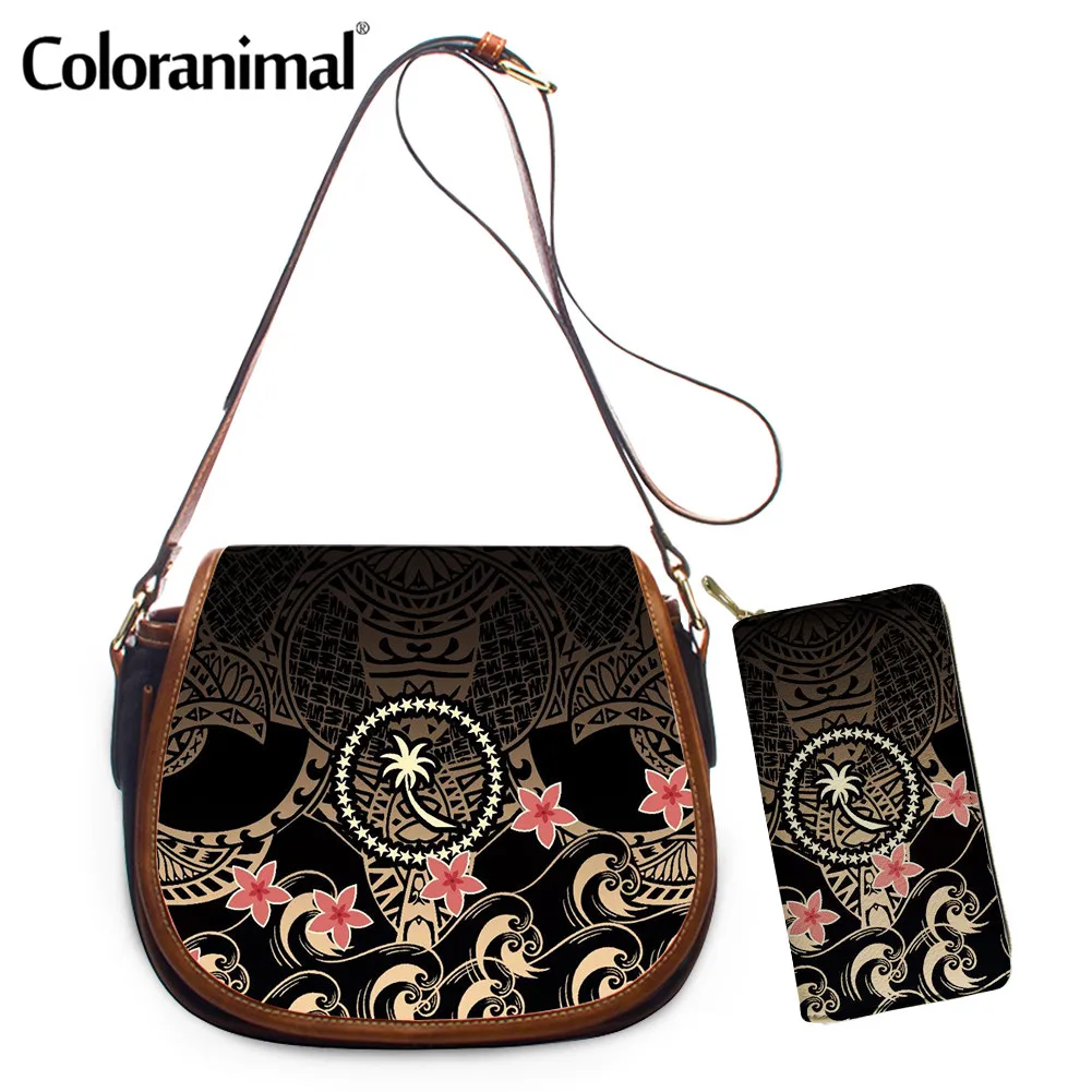 Coloranimal Pretty Chuuk Polynesian Plumeria Print Women Shoulder Bag PU Leather 2Pcs/Set Saddle Bag&Wallet Female Crossbody Bag
Coloranimal Pretty Chuuk Polynesian Plumeria Print Women Shoulder Bag PU Leather 2Pcs/Set Saddle Bag&Wallet Female Crossbody Bag
