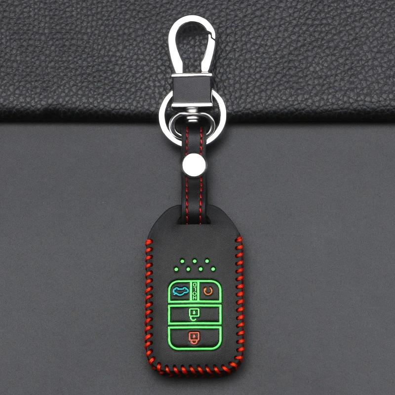 

3/4 Buttons Luminous Leather Remote Car Key Case for Honda Civic Accord Vezel Fit CRV HRV Crz Polit Jazz Jade Key Cover Fob