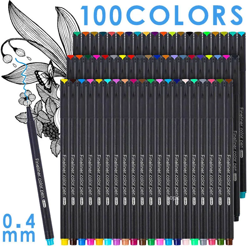 

100/36 Colored Fineliner Pen Set 0.4mm Micro Metallic Tip Markers Draw Pen,For Art Manga Drawing Sketch Office School Stationery