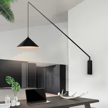 Nordic Simple Bedroom Modern Industrial Style Creative Fishing Rod Restaurant Living Room Decoration Study Long Rocker Wall Lamp
