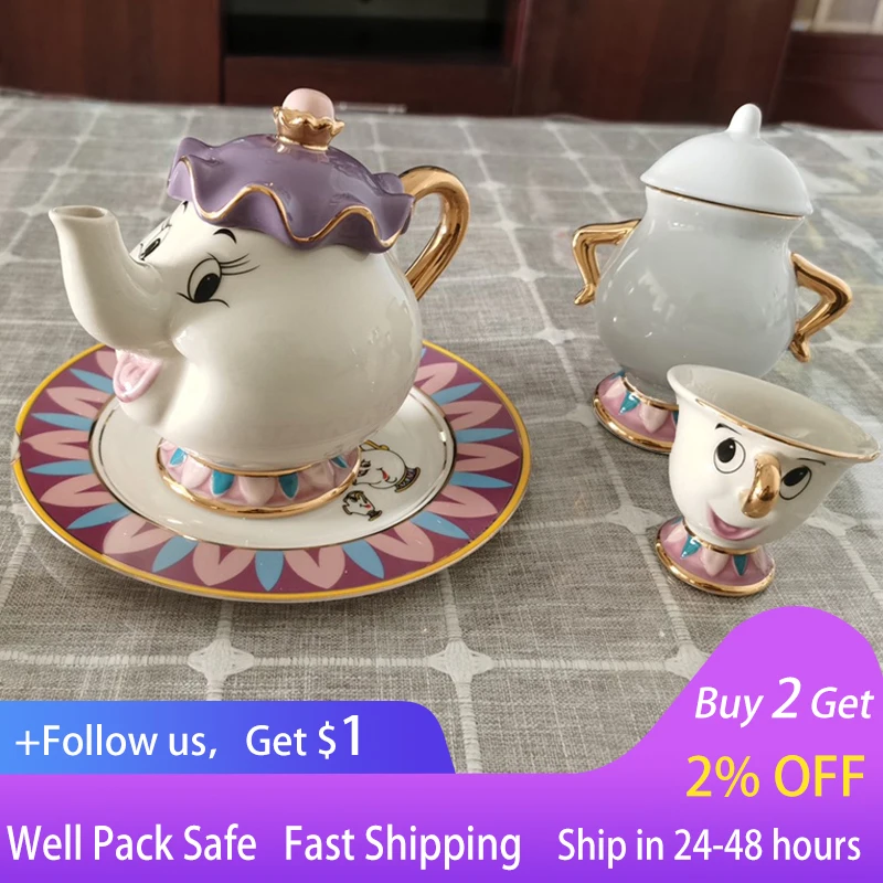

Tea Sets Cartoon Beauty And The Beast Teapot Mug Mrs Potts Chip Tea Pot Cup One Set Lovely Christmas Gift Fast Post Droshipping