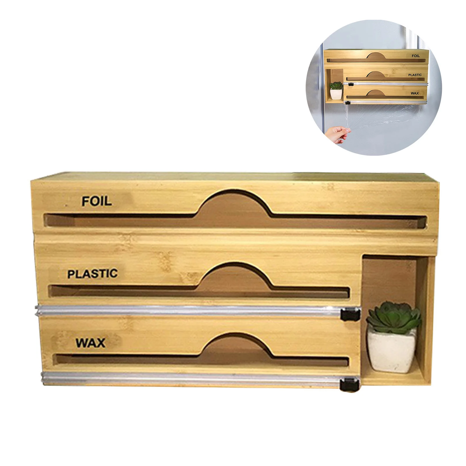 Aluminum Foil Dispenser With Cutter Professional Cling Film Dispenser 3-in-1 Plastics Wrap Dispenser Storage Box For Foil Baking
Aluminum Foil Dispenser With Cutter Professional Cling Film Dispenser 3-in-1 Plastics Wrap Dispenser Storage Box For Foil Baking