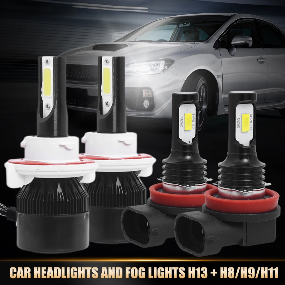 4X Car LED Bulb H13 Headlight H11 Fog Light Combo Kit CREE Chips Car Light 12V-24V 6000K White High and Low Beam 360-Degree Lamp
4X Car LED Bulb H13 Headlight H11 Fog Light Combo Kit CREE Chips Car Light 12V-24V 6000K White High and Low Beam 360-Degree Lamp