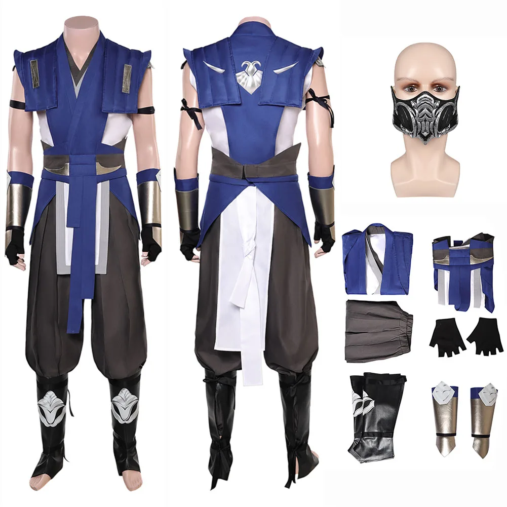 

Sub Zero Cosplay Costume Game Mortal Cos Kombat Adult Men Male Fantasia Disguise Top Pants Mask Halloween Disguise Clothes Suit