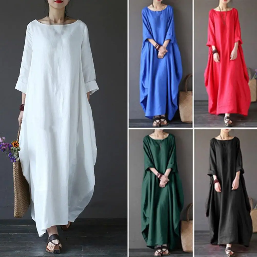 Plus Size Women Dress Vintage Loose Round Neck Spring Loose Long Vintage Dress Female Maxi Robe Women's Clothing Streetwear
Plus Size Women Dress Vintage Loose Round Neck Spring Loose Long Vintage Dress Female Maxi Robe Women's Clothing Streetwear
