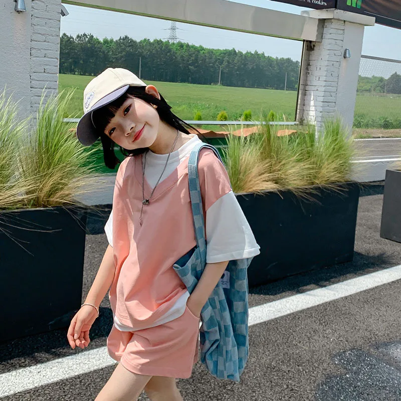 Summer Girls Sportswear Short Sleeve Loose Causal Two Pieces Clothing Set for Children 12 13 14 Years Teen School Kids Outfits
Summer Girls Sportswear Short Sleeve Loose Causal Two Pieces Clothing Set for Children 12 13 14 Years Teen School Kids Outfits
