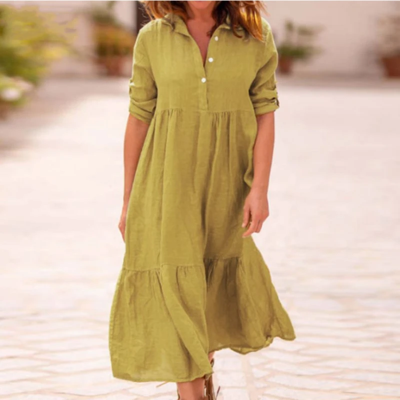 New Fashion Womens Dress Solid Color Shirt Collar Half Sleeve Casual Irregular Buttons Vestido Casual Party Dress for Women 2023
New Fashion Womens Dress Solid Color Shirt Collar Half Sleeve Casual Irregular Buttons Vestido Casual Party Dress for Women 2023