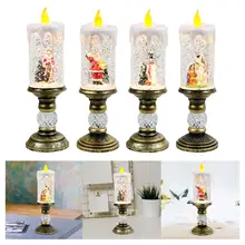 Glittering Christmas Music Box Candlestick and Candle Shaped Ornament for Restaurant Bookshelf Desktop Party Supplies Apartment