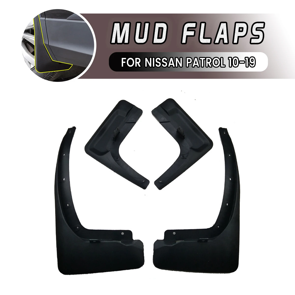 

Car Front Rear Car Mudguards Fender Flares Mud Guard Flap Anti Splash Mudflaps Soft Good Tenacity For NISSAN PATROL 2010-2019