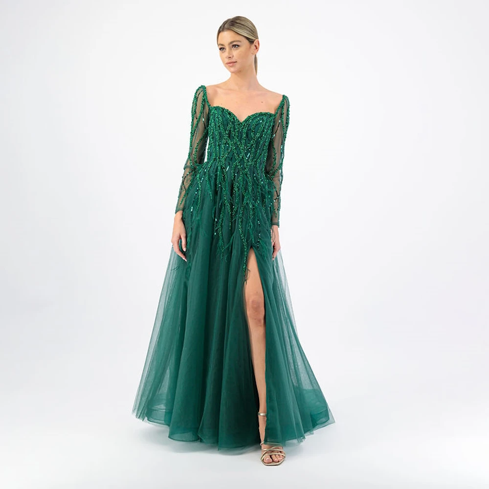 Welove Green Sweetheart Beaded Women Party Evening Dress Floor Length A Line High Slit Feathers Prom Gown New 2023
Welove Green Sweetheart Beaded Women Party Evening Dress Floor Length A Line High Slit Feathers Prom Gown New 2023
