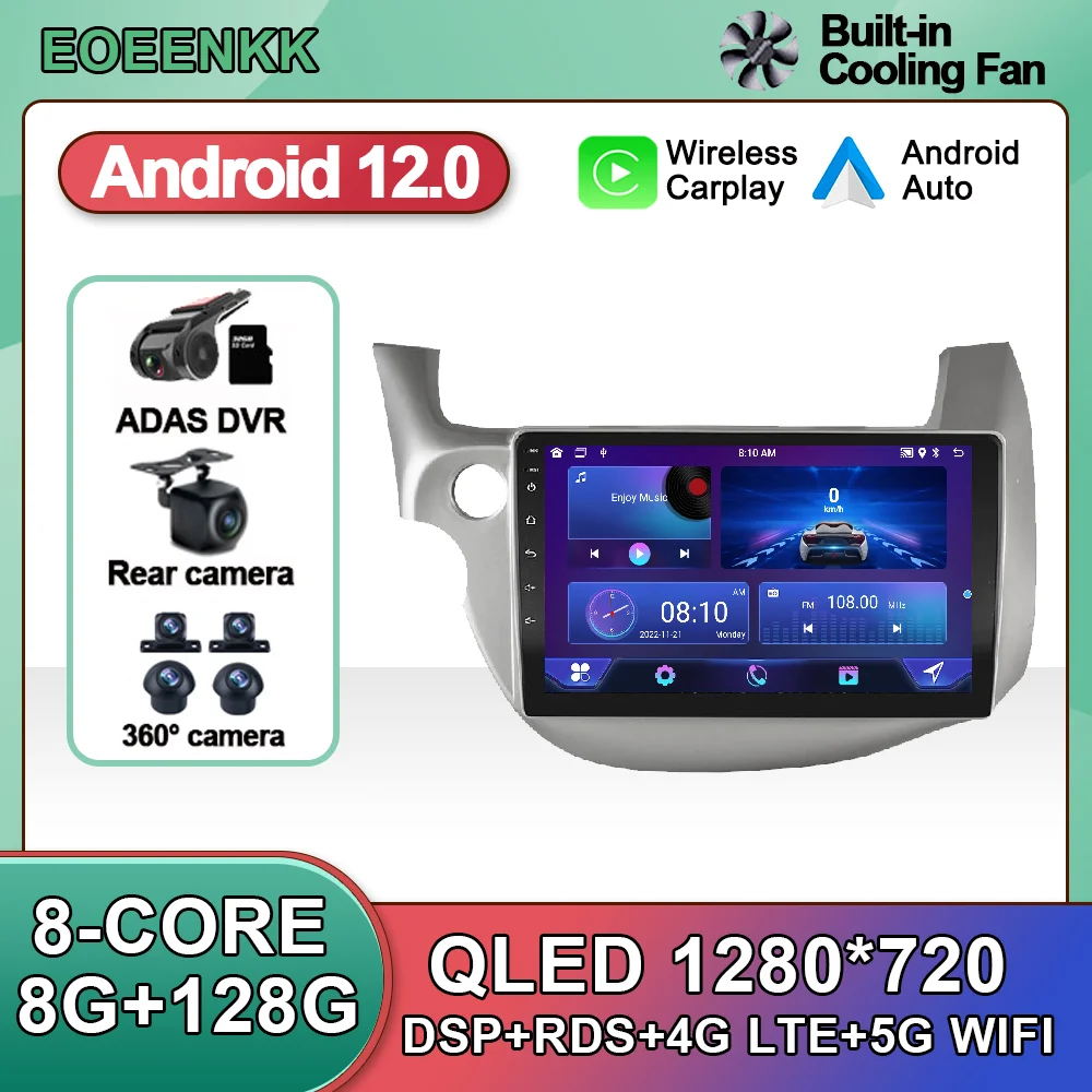 

10.1 Inch Android 12 For HONDA FIT JAZZ 2008 - 2013 Car Radio Autoradio RDS BT ADAS WIFI Multimedia Navigation GPS Player AHD 4G