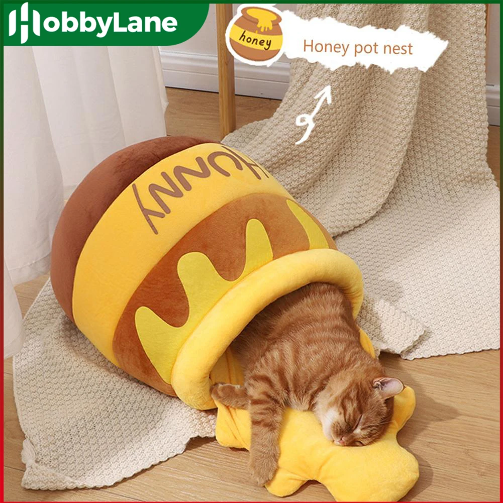 

Pet Nest Cute Honey Pot Shape Warm Soft Comfortable Removable Washable Sleeping Bed For Cats Dogs Cat Accessories Cat Supplies