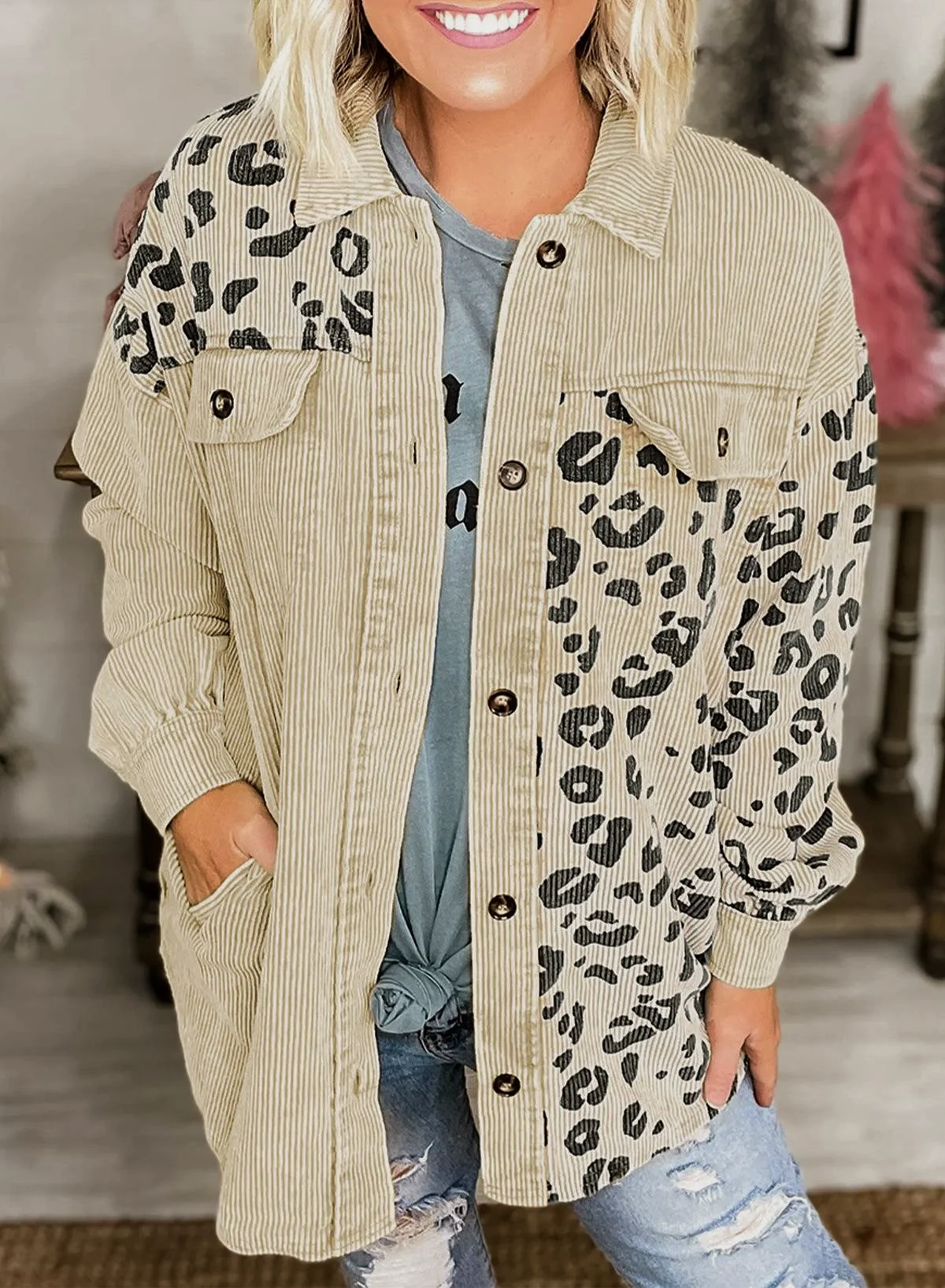 023 Autumn Women's Coat Leopard Turn-down Collar Pockets Button Long Sleeves Loose Coats Female Trendy Elegant Ladies Clothes
023 Autumn Women's Coat Leopard Turn-down Collar Pockets Button Long Sleeves Loose Coats Female Trendy Elegant Ladies Clothes