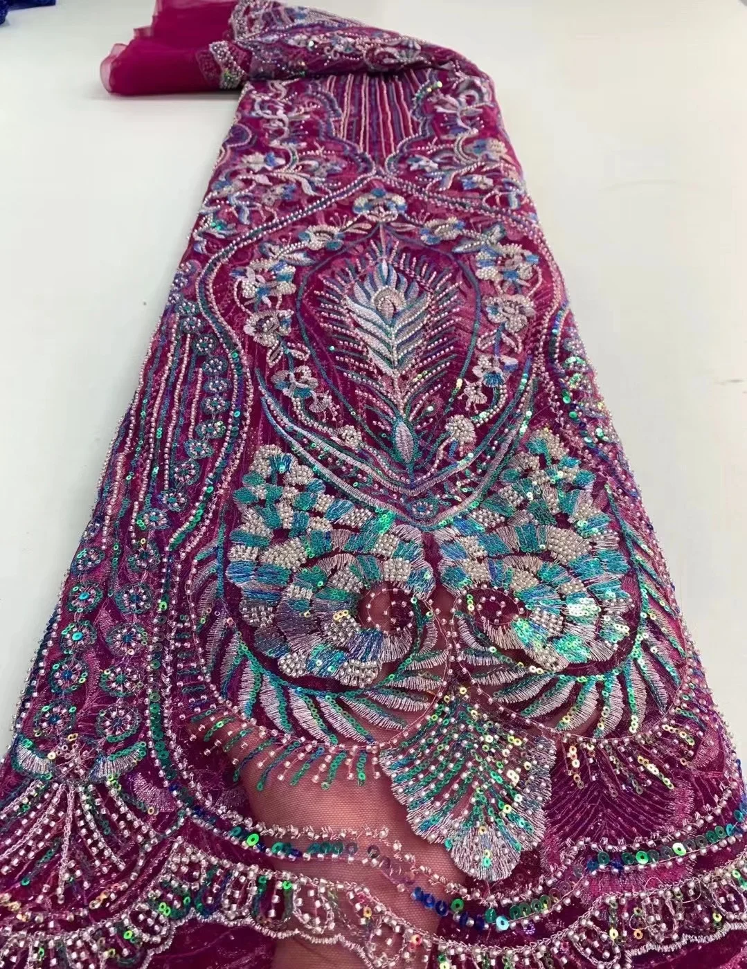 African Sequins Net Lace Fabric 2021 High Quality Lace Elegant Nigerian Wedding Lace Fabrics Sewing French Tulle Lace
African Sequins Net Lace Fabric 2021 High Quality Lace Elegant Nigerian Wedding Lace Fabrics Sewing French Tulle Lace