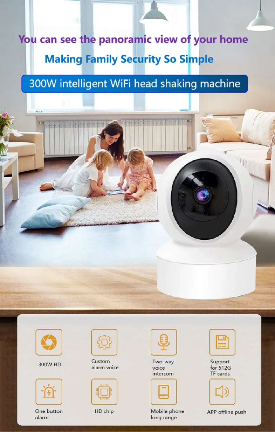 300 Вт HD внутренний обзор, 360 ° PTZ-мониторинг, голосовой Интерком, головка камеры наблюдения для дома
300 Вт HD внутренний обзор, 360 ° PTZ-мониторинг, голосовой Интерком, головка камеры наблюдения для дома