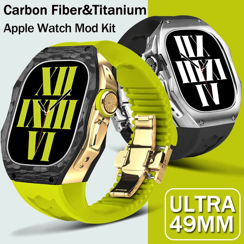 49mm Carbon Fiber Case For Apple Watch Ultra 49MM Fluororubber Strap Titanium Modification Kit For iWatch ultra Rubber WristBand
49mm Carbon Fiber Case For Apple Watch Ultra 49MM Fluororubber Strap Titanium Modification Kit For iWatch ultra Rubber WristBand