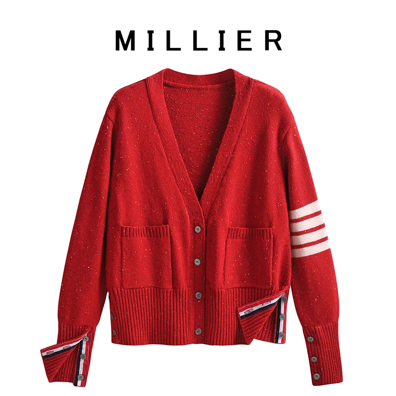 TB knitted wool cardigan women's winter 2021 long-sleeved red dotted sweater four-bar college style padded top
TB knitted wool cardigan women's winter 2021 long-sleeved red dotted sweater four-bar college style padded top