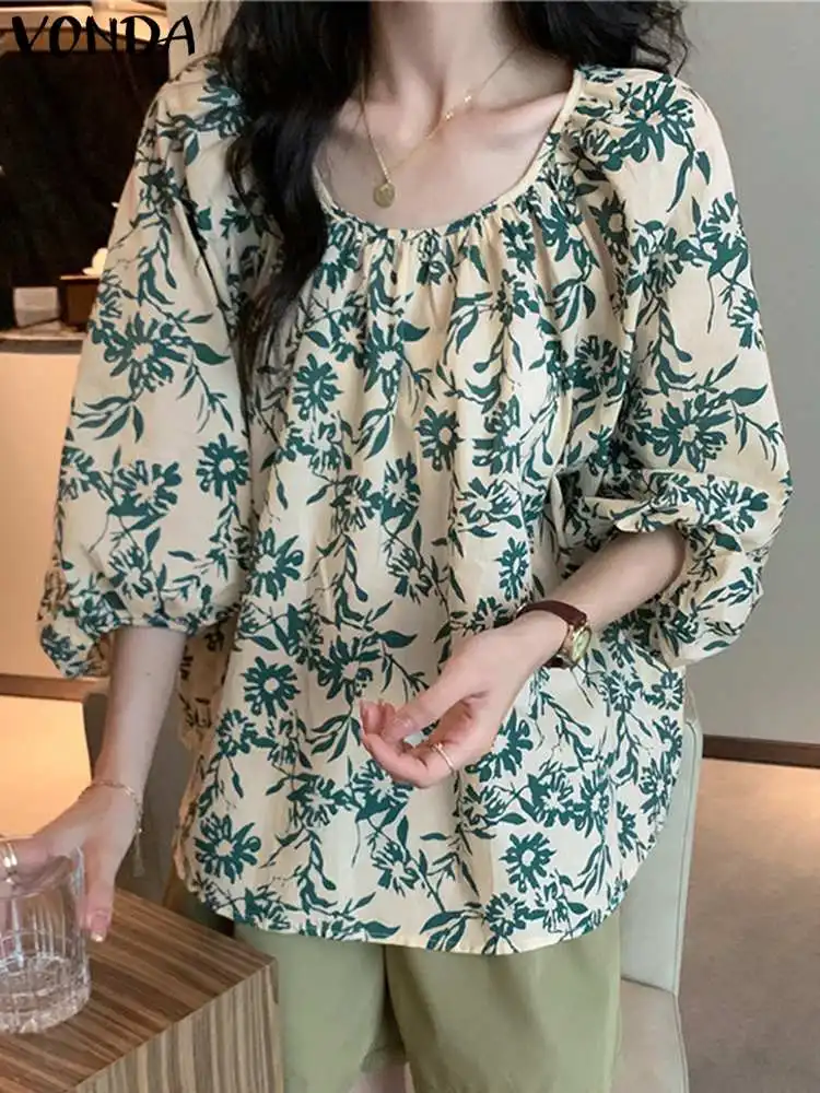 2023 VONDA Bohemian Tops Women Summer 3/4 Puff Sleeve Floral Printed Blouses O-Neck Casual Loose Shirts Vintage Blusas Femininas
2023 VONDA Bohemian Tops Women Summer 3/4 Puff Sleeve Floral Printed Blouses O-Neck Casual Loose Shirts Vintage Blusas Femininas