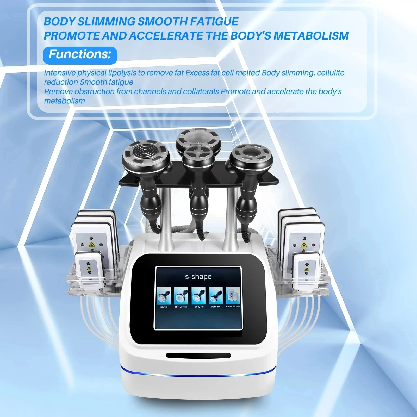 

5 IN 1 Weight Loss Cavitation Machine Cellulite Reduce Vacuum 40K Slimming System Lipo Fat Burning and Body Shaping Device