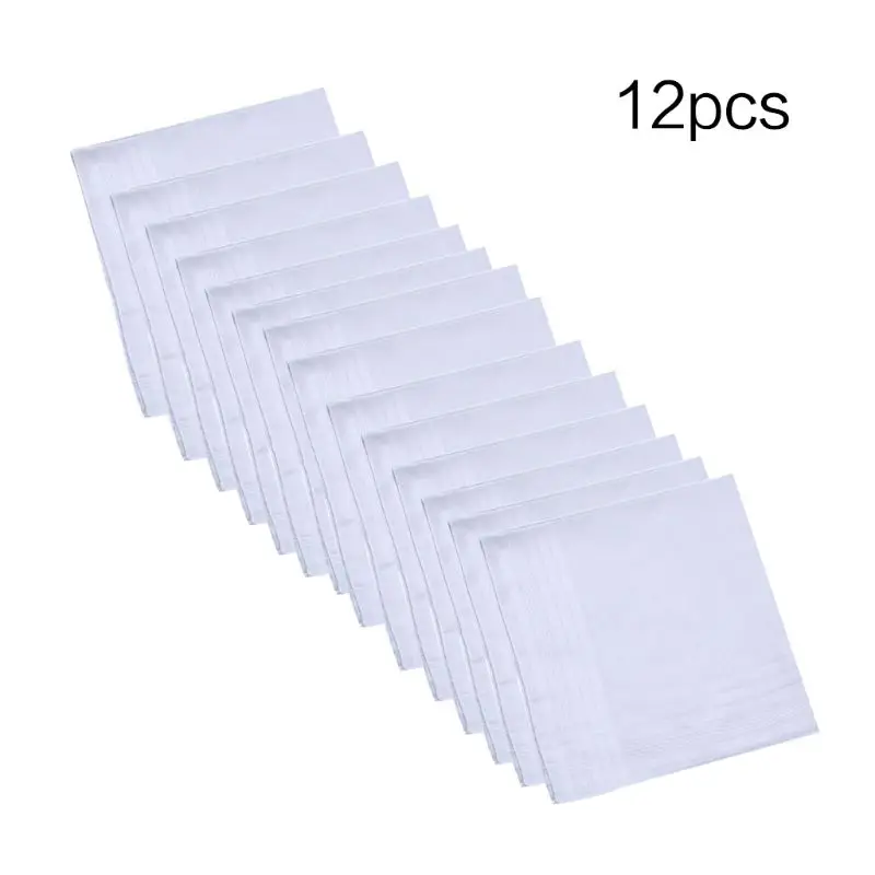 

12Pcs 40x40cm Men Women Cotton Handkerchiefs Pure Hankies Jacquard Striped Pocket Square Towel DIY Painting