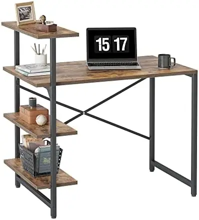 Computer Desk with Shelves 40 Inch, Home Office Desk, Study Writing Office Table, 3 Tier Shelf, Brown Consolas Console
Computer Desk with Shelves 40 Inch, Home Office Desk, Study Writing Office Table, 3 Tier Shelf, Brown Consolas Console